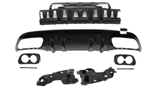 Mercedes W205 S205 C-Class diffuser + exhaust pieces (BLACK or Chrome) in C43 AMG Design