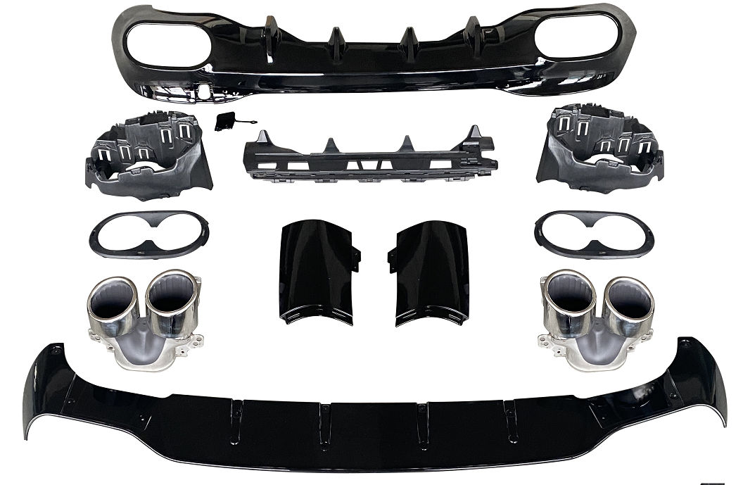 Rear spoiler diffuser & double exhaust tip in for Mercedes W118s 35 AMG