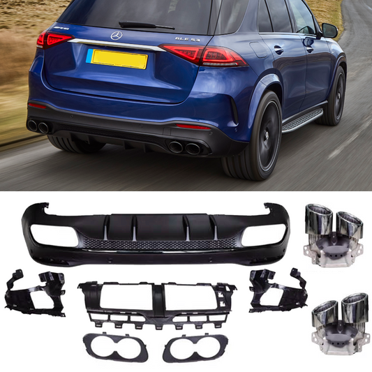 Rear diffuser & exhaust tips GLE 53 AMG Look for Mercedes W167 GLE SUV