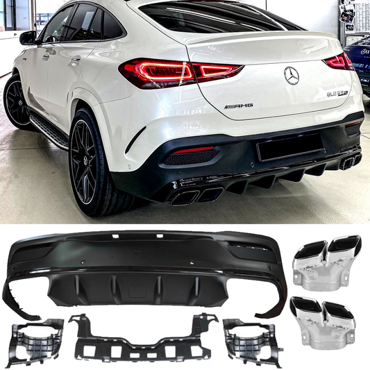 Rear diffuser & exhaust tips GLE 63 AMG Look for Mercedes C167 GLE COUPE