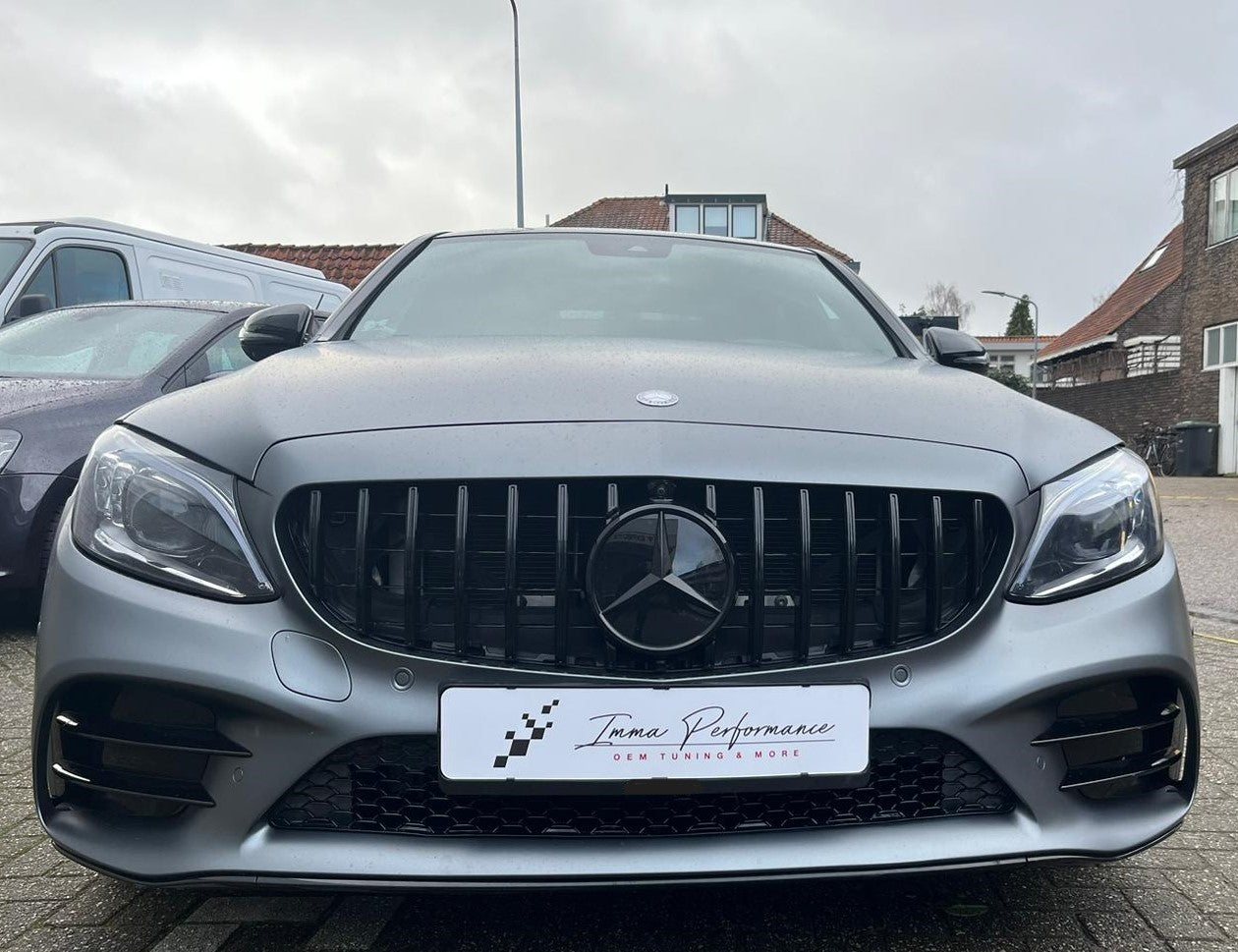 Panamericana Style Chrome Grill With Camera Hole For Mercedes C-Class W205 2012-18