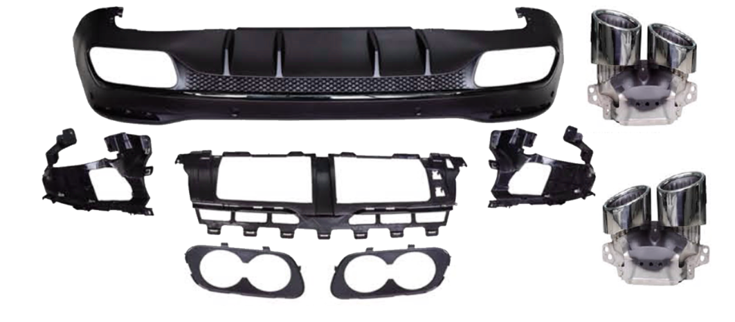 Rear diffuser & exhaust tips GLE 53 AMG Look for Mercedes W167 GLE SUV