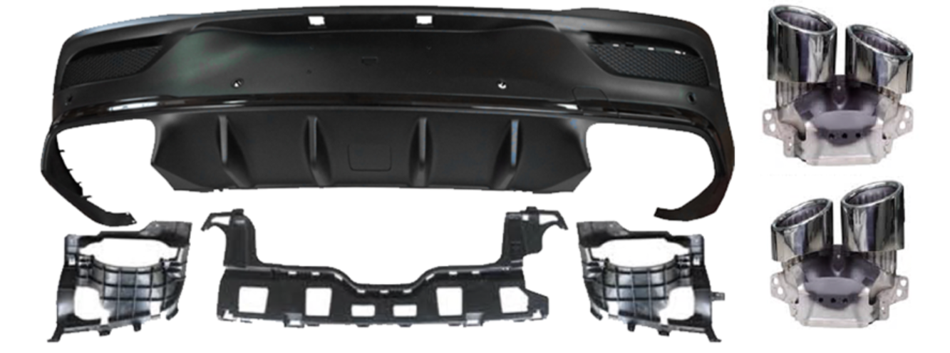 Rear diffuser & exhaust tips GLE 53 AMG Look for Mercedes C167 GLE COUPE