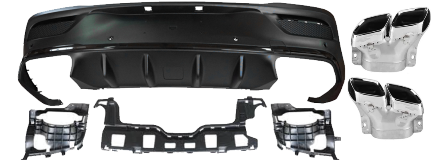 Rear diffuser & exhaust tips GLE 63 AMG Look for Mercedes C167 GLE COUPE
