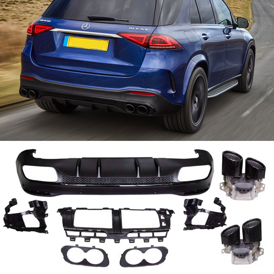 Rear diffuser & exhaust tips GLE 53 AMG Look for Mercedes W167 GLE SUV