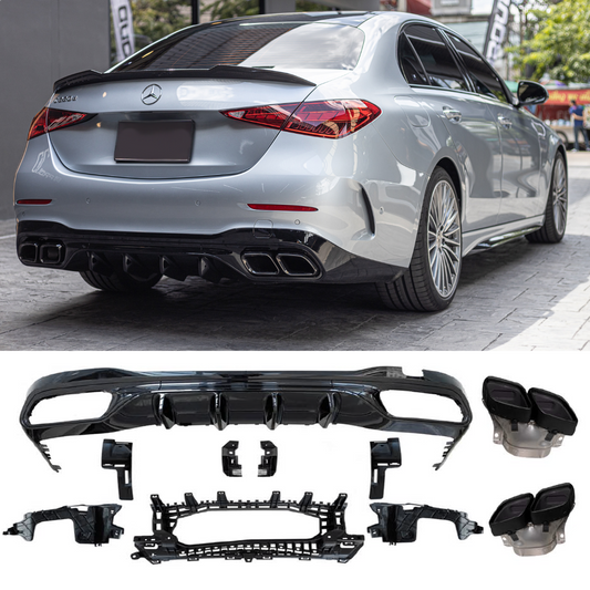 Diffusor & exhaust tips C63 AMG LOOK fits for Mercedes W206 S206
