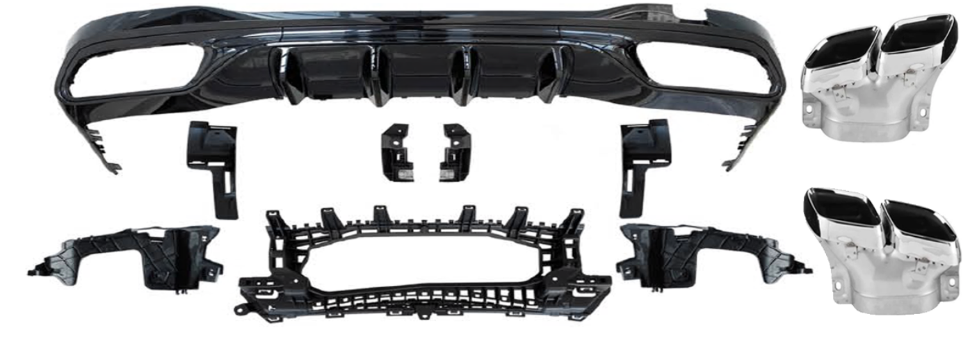 Diffusor & exhaust tips C63 AMG LOOK fits for Mercedes W206 S206